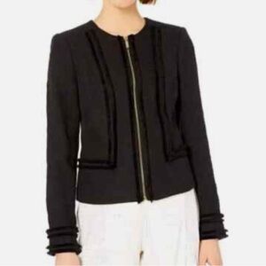 Karl Lagerfeld black JACKET with gold zippers. Zippers on the sleeves. Size L.